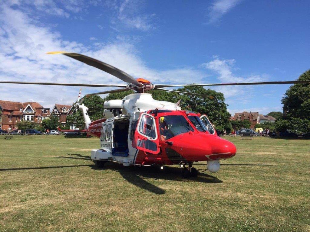 Coastguard Helicopter waiting for winchman to return